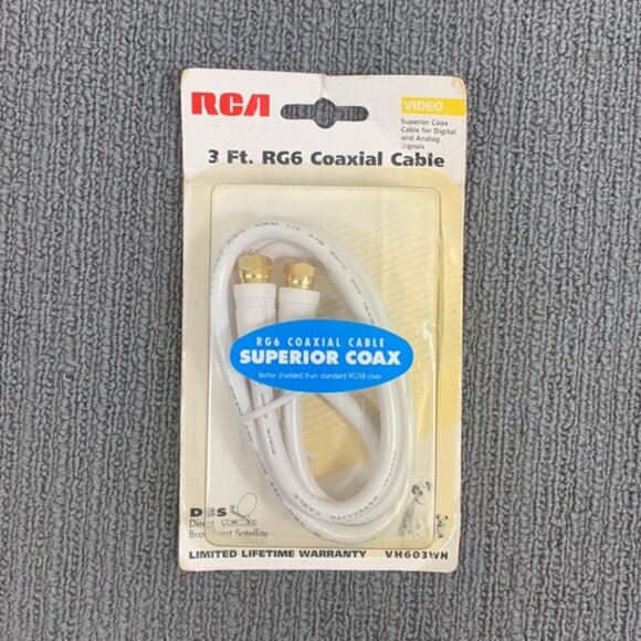 Lot of 2 RCA 3 Ft. RG6 Coaxial Cable Video for Digital & Analog Signals VH603WH - Picture 3 of 12